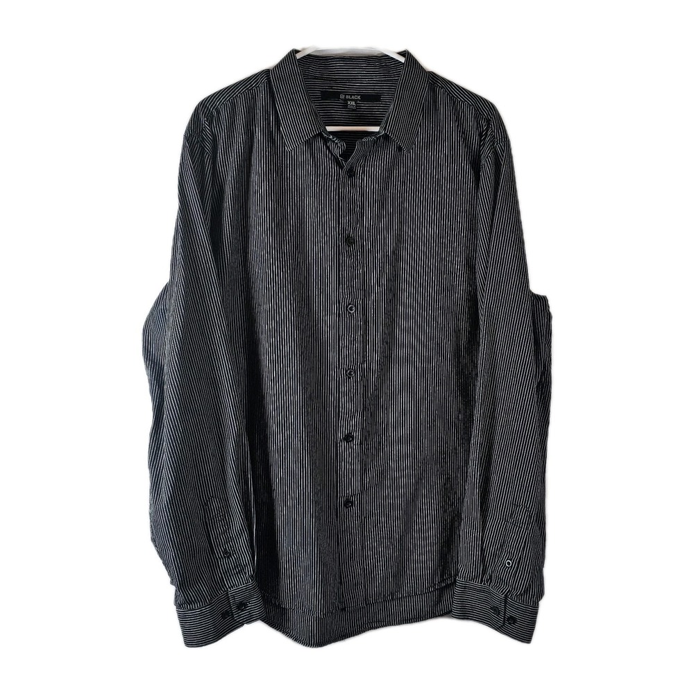 CJ BLACK Mens Long Sleeve Striped button up shirt size‎ 2XL Black White EUC
